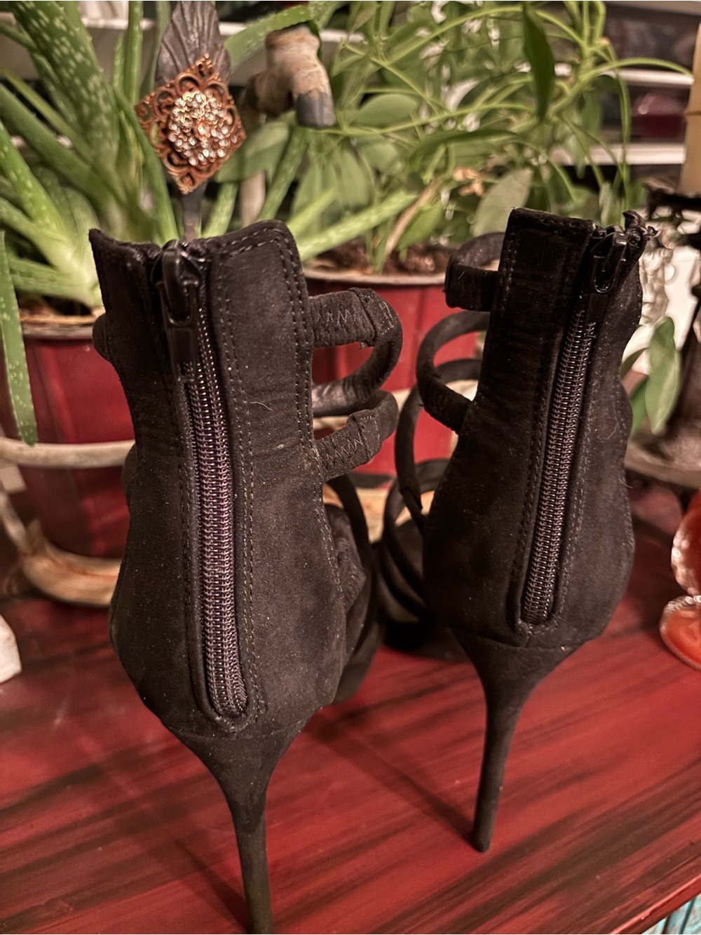Olivia Ferguson Strappy Black Suede Stiletto Heels size 11 - Picture 3 of 7